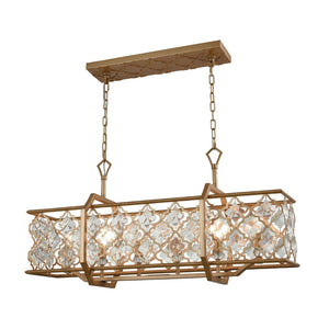 Atlas Armand 35'' Wide 6-Light Linear Chandelier - Matte Gold Design with Crystal Accents for Modern Spaces CL11003-GD