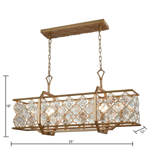 Atlas Armand 35'' Wide 6-Light Linear Chandelier - Matte Gold Design with Crystal Accents for Modern Spaces CL11003-GD
