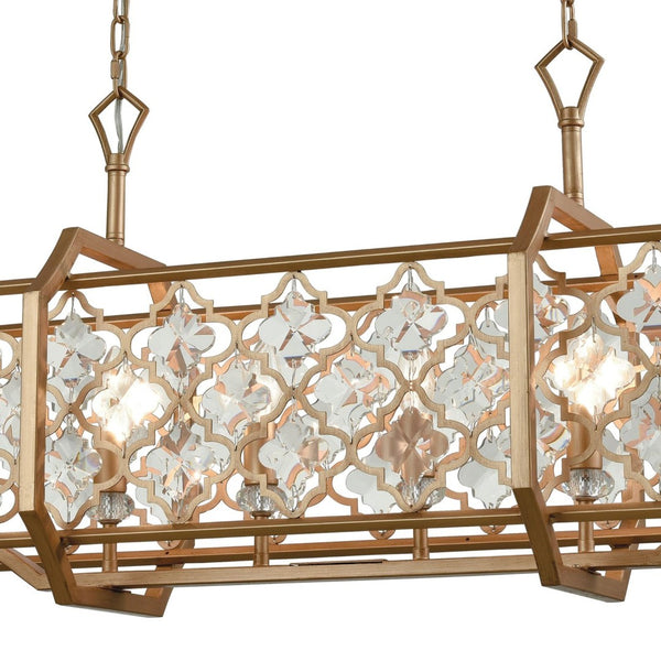 Atlas Armand 35'' Wide 6-Light Linear Chandelier - Matte Gold Design with Crystal Accents for Modern Spaces CL11003-GD