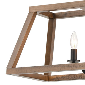 Atlas Barrow 36" 6-Light Linear Chandelier - Stylish Matte Black & Wood Fusion for Modern Spaces CL11005-NA