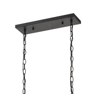Atlas Barrow 36" 6-Light Linear Chandelier - Stylish Matte Black & Wood Fusion for Modern Spaces CL11005-NA