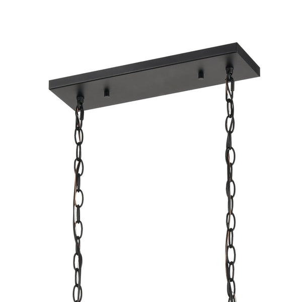 Atlas Barrow 36" 6-Light Linear Chandelier - Stylish Matte Black & Wood Fusion for Modern Spaces CL11005-NA