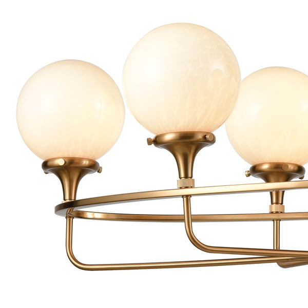 Atlas Beverly Hills 38" Wide 6-Light Linear Chandelier - Retro Chic Satin Brass with White Globe Shades CL11006-BS