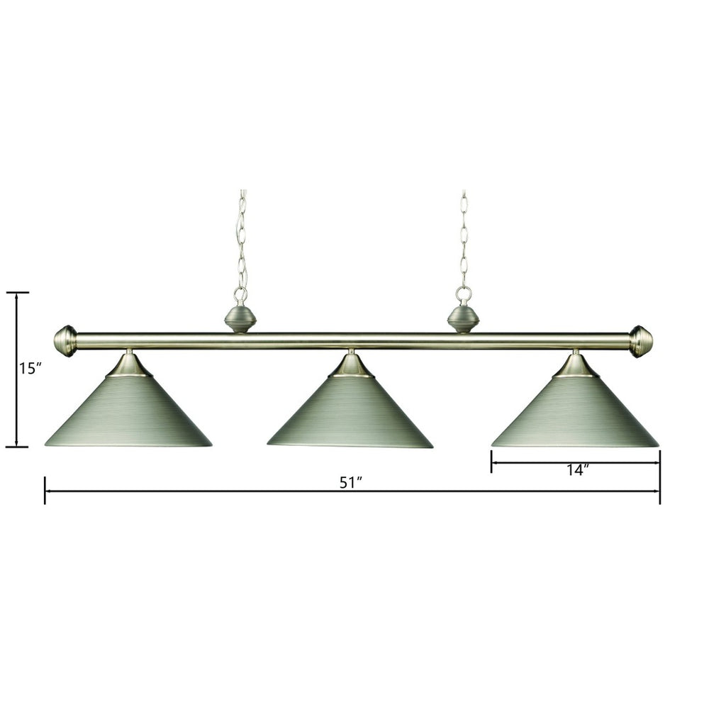 Atlas Casual 51'' Wide 3-Light Linear Chandelier - Satin Nickel Finish for Dining & Kitchen Elegance CL11008-NK