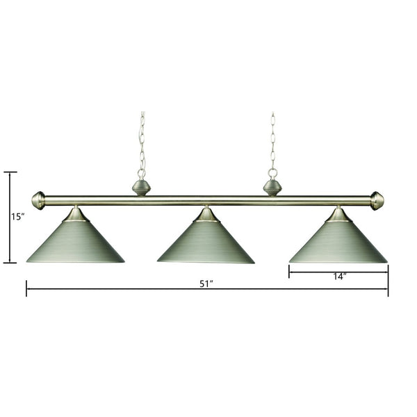Atlas Casual 51'' Wide 3-Light Linear Chandelier - Satin Nickel Finish for Dining & Kitchen Elegance CL11008-NK