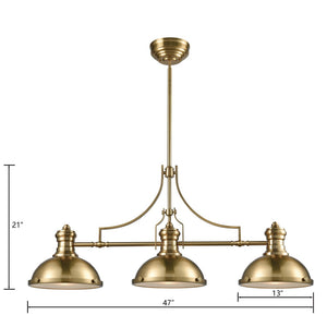 Atlas Chadwick 47" Wide 3-Light Linear Chandelier - Timeless Elegance for Dining Rooms and Foyers Satin Brass CL11009-BS1