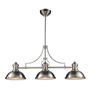 Atlas Chadwick 47" Wide 3-Light Linear Chandelier - Timeless Elegance for Dining Rooms and Foyers Satin Nickel CL11009-NK1