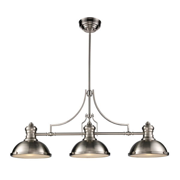 Atlas Chadwick 47" Wide 3-Light Linear Chandelier - Timeless Elegance for Dining Rooms and Foyers Satin Nickel CL11009-NK1
