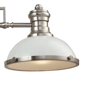 Atlas Chadwick 47" Wide 3-Light Linear Chandelier - Timeless Elegance for Dining Rooms and Foyers Satin Nickel with Gloss White CL11009-NK2