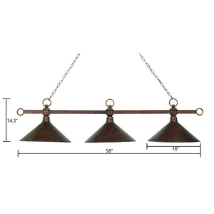Atlas Designer Classics 58'' Wide 3-Light Linear Chandelier - Vintage-Inspired Antique Copper Elegance CL11011-BN