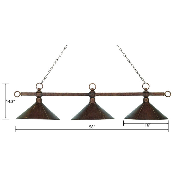 Atlas Designer Classics 58'' Wide 3-Light Linear Chandelier - Vintage-Inspired Antique Copper Elegance CL11011-BN