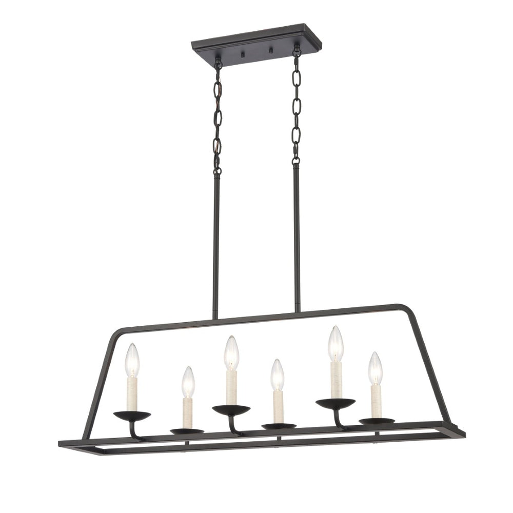 Atlas Ellisville 34" Wide 6-Light Chandelier - Charming Candle-Style Fixture for Cozy Indoor Spaces Matte Black CL11013-BK