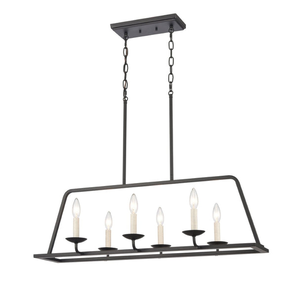 Atlas Ellisville 34" Wide 6-Light Chandelier - Charming Candle-Style Fixture for Cozy Indoor Spaces Matte Black CL11013-BK