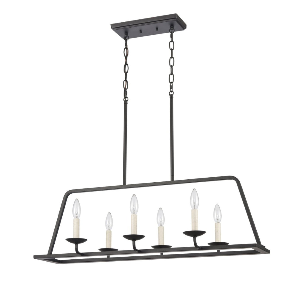 Atlas Ellisville 34" Wide 6-Light Chandelier - Charming Candle-Style Fixture for Cozy Indoor Spaces Matte Black CL11013-BK