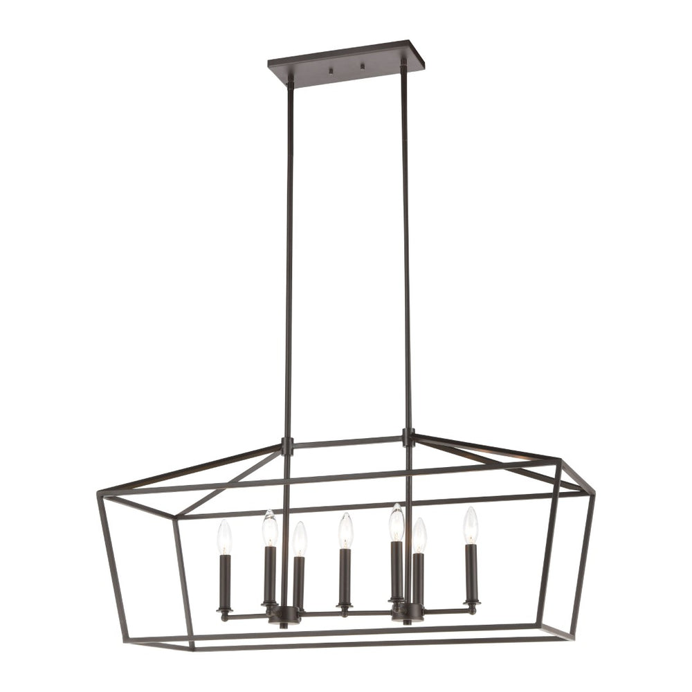 Atlas Fairfax Modern Farmhouse 36'' 7-Light Linear Chandelier in Oil Rubbed Bronze for Dining Spaces CL11014-BZ