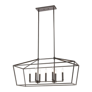 Atlas Fairfax Modern Farmhouse 36'' 7-Light Linear Chandelier in Oil Rubbed Bronze for Dining Spaces CL11014-BZ