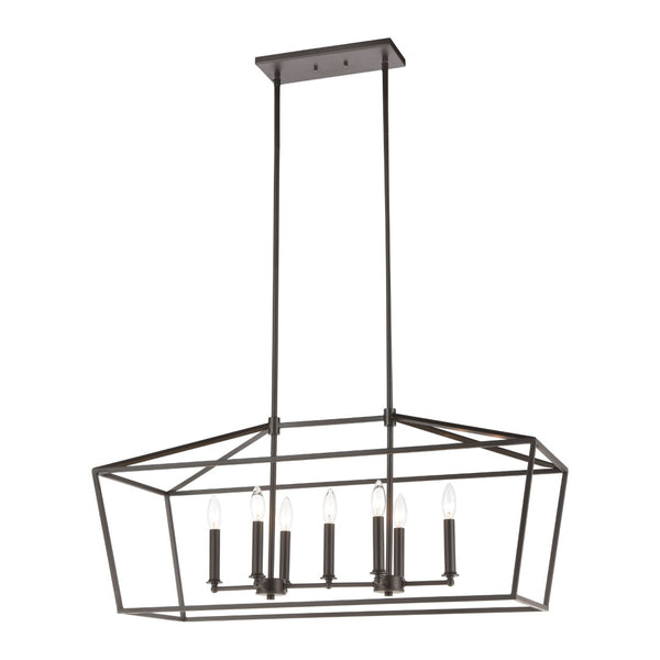 Atlas Fairfax Modern Farmhouse 36'' 7-Light Linear Chandelier in Oil Rubbed Bronze for Dining Spaces CL11014-BZ