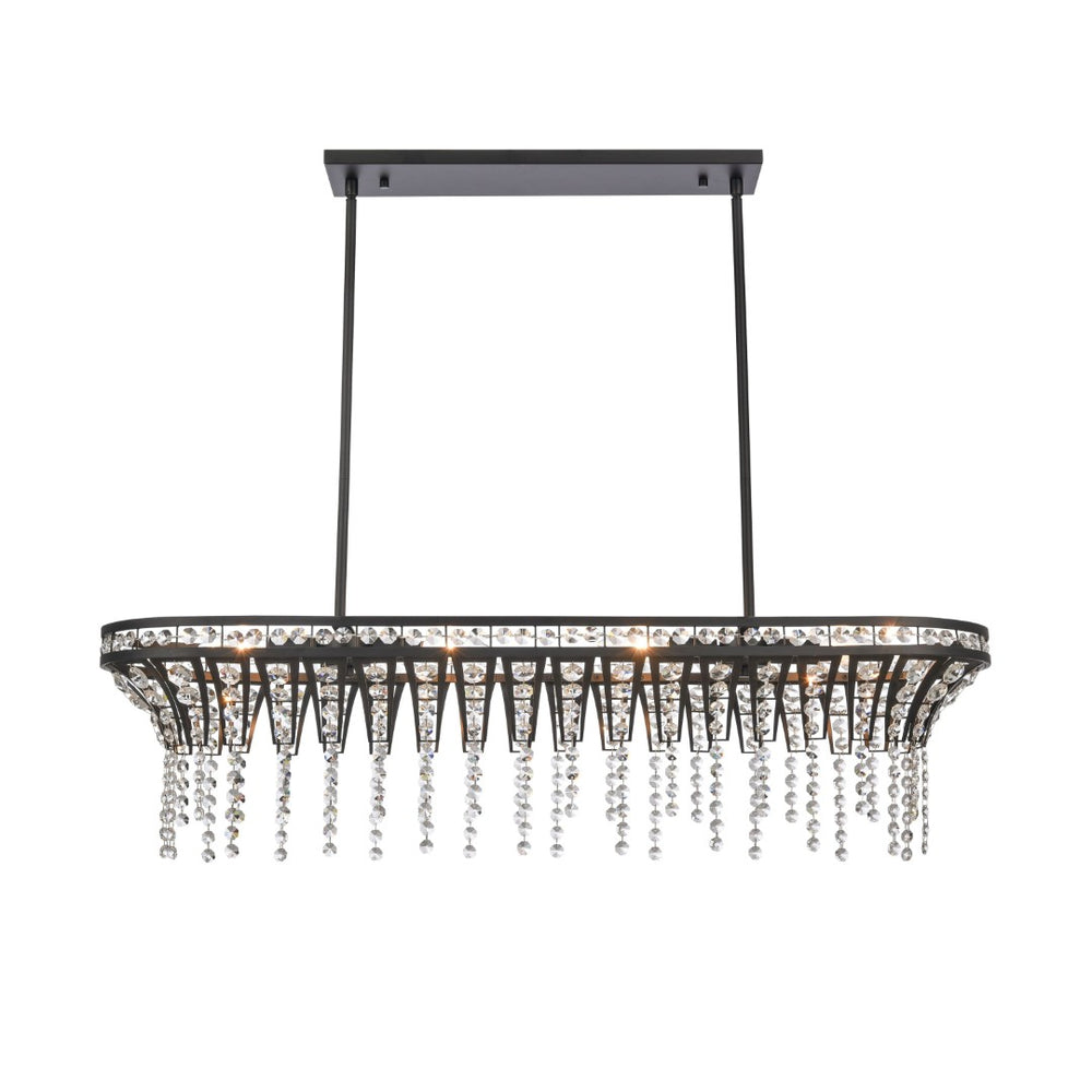 Atlas Fantania 36'' Wide 4-Light Linear Chandelier - Modern Crystal Accents for Elegant Ambient Lighting Matte Black CL11015-BK