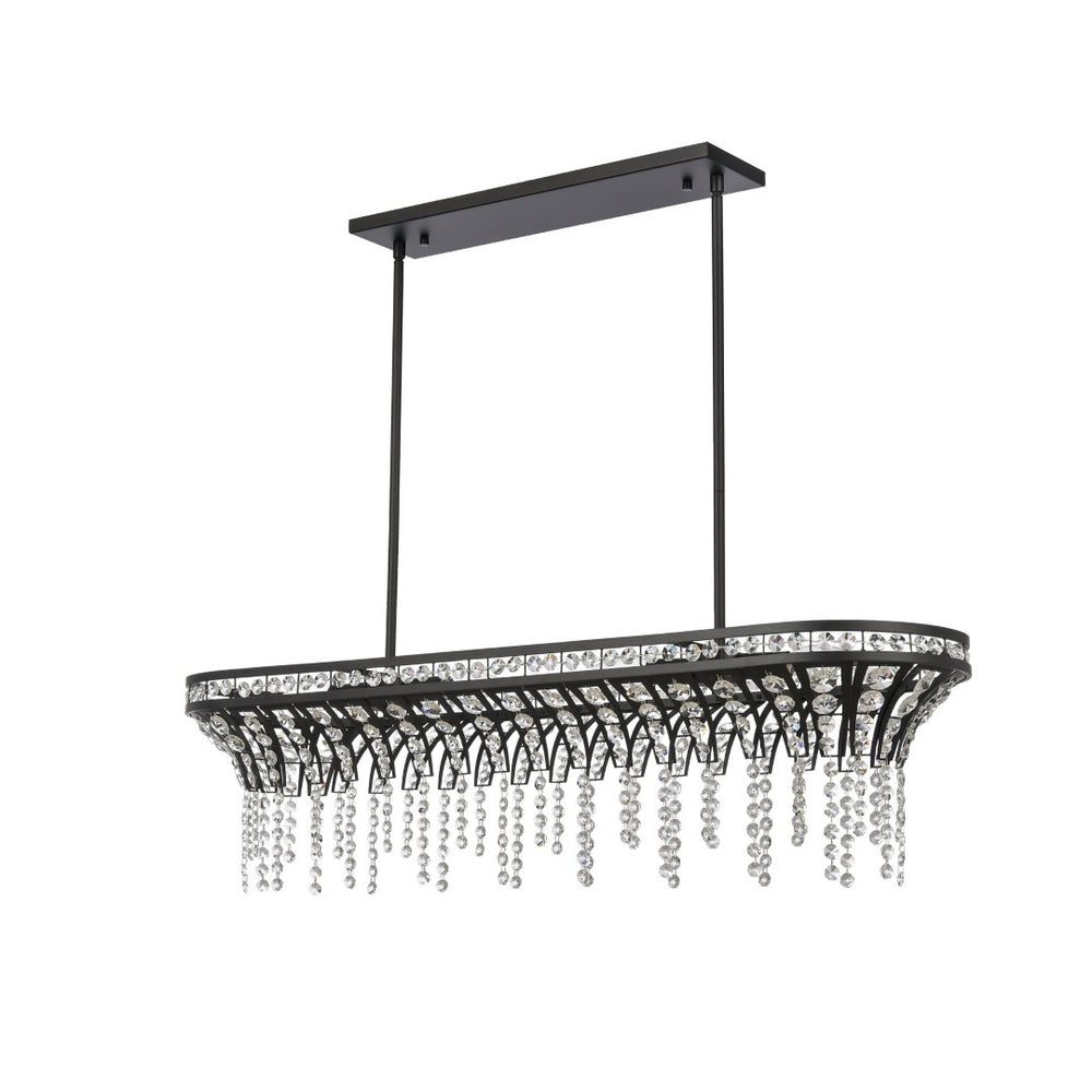 Atlas Fantania 36'' Wide 4-Light Linear Chandelier - Modern Crystal Accents for Elegant Ambient Lighting Matte Black CL11015-BK
