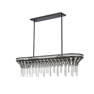 Atlas Fantania 36'' Wide 4-Light Linear Chandelier - Modern Crystal Accents for Elegant Ambient Lighting Matte Black CL11015-BK