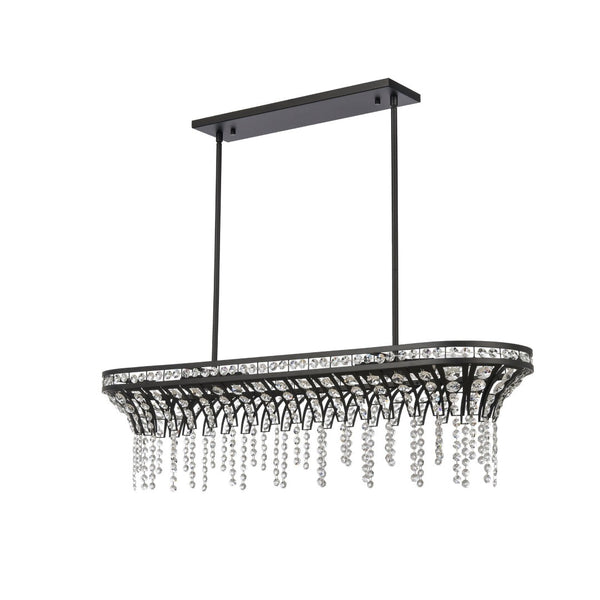 Atlas Fantania 36'' Wide 4-Light Linear Chandelier - Modern Crystal Accents for Elegant Ambient Lighting Matte Black CL11015-BK