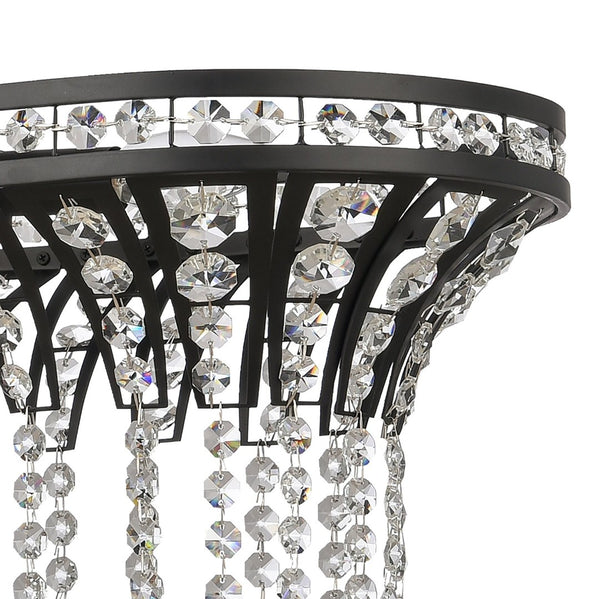 Atlas Fantania 36'' Wide 4-Light Linear Chandelier - Modern Crystal Accents for Elegant Ambient Lighting Matte Black CL11015-BK