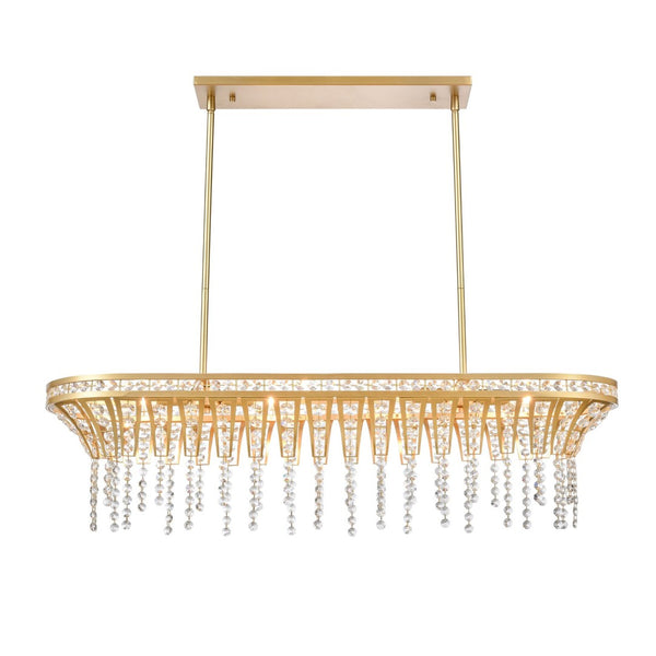 Atlas Fantania 36'' Wide 4-Light Linear Chandelier - Modern Crystal Accents for Elegant Ambient Lighting Champagne Gold CL11015-GD