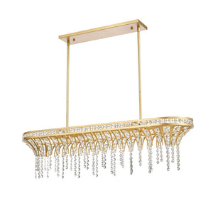 Atlas Fantania 36'' Wide 4-Light Linear Chandelier - Modern Crystal Accents for Elegant Ambient Lighting Champagne Gold CL11015-GD