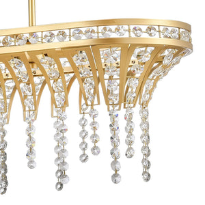 Atlas Fantania 36'' Wide 4-Light Linear Chandelier - Modern Crystal Accents for Elegant Ambient Lighting Champagne Gold CL11015-GD