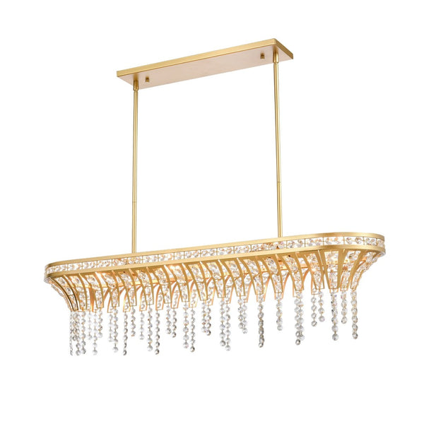 Atlas Fantania 36'' Wide 4-Light Linear Chandelier - Modern Crystal Accents for Elegant Ambient Lighting Champagne Gold CL11015-GD