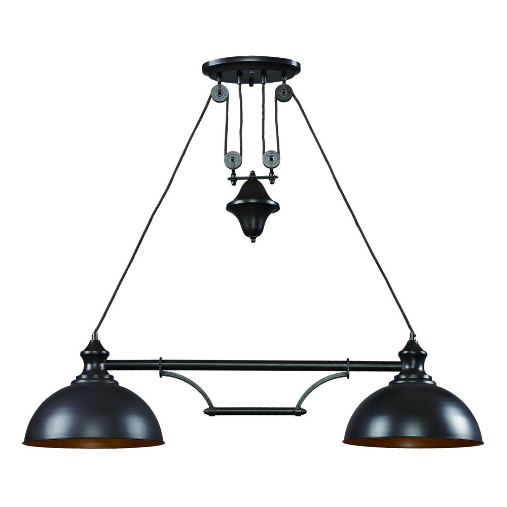 Atlas Farmhouse 2-Light Linear Chandelier - Elegant Rustic Design for Dining, Kitchen, or Entryway Spaces Oiled Bronze 44'' CL11016-BZ