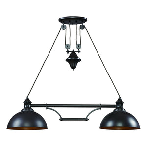 Atlas Farmhouse 2-Light Linear Chandelier - Elegant Rustic Design for Dining, Kitchen, or Entryway Spaces Oiled Bronze 44'' CL11016-BZ