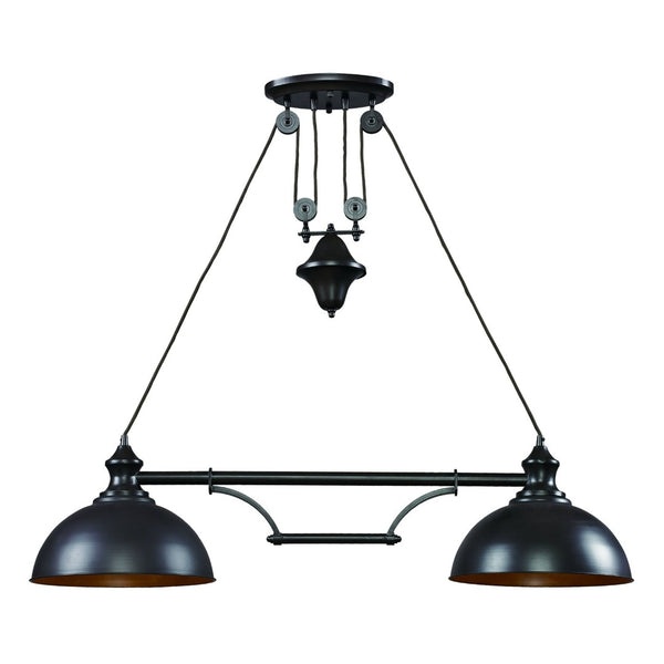 Atlas Farmhouse 2-Light Linear Chandelier - Elegant Rustic Design for Dining, Kitchen, or Entryway Spaces Oiled Bronze 44'' CL11016-BZ