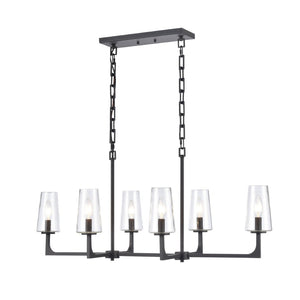 Atlas Fitzroy 36'' Wide 6-Light Linear Chandelier - Modern Sculptural Fixture for Elegant Illumination Matte Black CL11017-BK