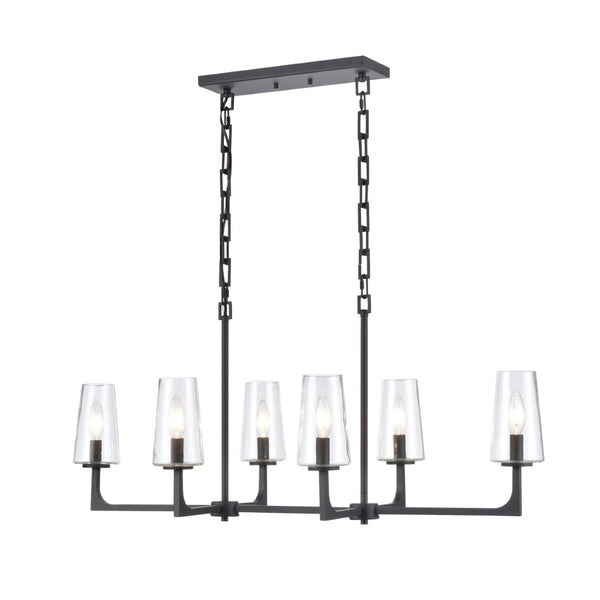 Atlas Fitzroy 36'' Wide 6-Light Linear Chandelier - Modern Sculptural Fixture for Elegant Illumination Matte Black CL11017-BK