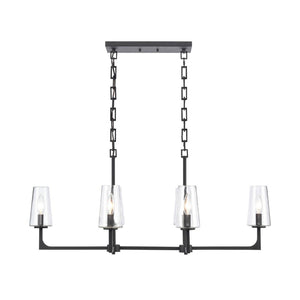 Atlas Fitzroy 36'' Wide 6-Light Linear Chandelier - Modern Sculptural Fixture for Elegant Illumination Matte Black CL11017-BK
