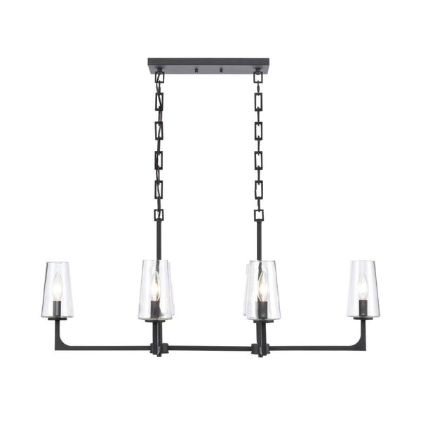 Atlas Fitzroy 36'' Wide 6-Light Linear Chandelier - Modern Sculptural Fixture for Elegant Illumination Matte Black CL11017-BK