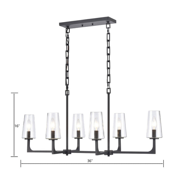 Atlas Fitzroy 36'' Wide 6-Light Linear Chandelier - Modern Sculptural Fixture for Elegant Illumination Matte Black CL11017-BK