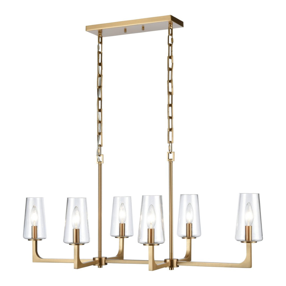Atlas Fitzroy 36'' Wide 6-Light Linear Chandelier - Modern Sculptural Fixture for Elegant Illumination Lacquered Brass CL11017-BS