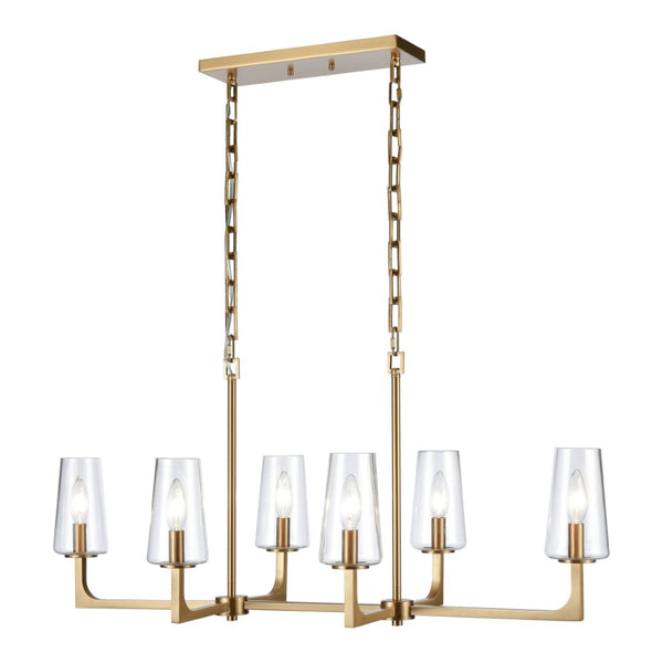 Atlas Fitzroy 36'' Wide 6-Light Linear Chandelier - Modern Sculptural Fixture for Elegant Illumination Lacquered Brass CL11017-BS