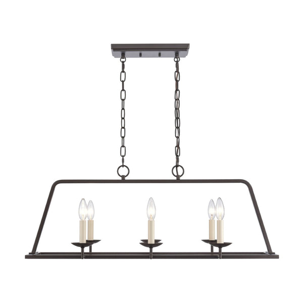 Atlas Joanie 34'' Wide 6-Light Linear Chandelier - Elegant Lantern-Style Design for Dining and Kitchens Old Bronze CL11018-BZ
