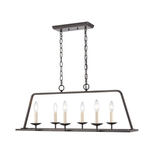 Atlas Joanie 34'' Wide 6-Light Linear Chandelier - Elegant Lantern-Style Design for Dining and Kitchens Old Bronze CL11018-BZ