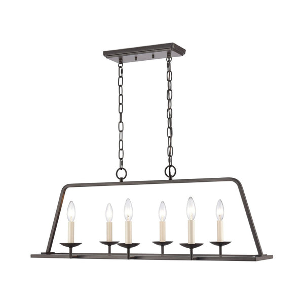 Atlas Joanie 34'' Wide 6-Light Linear Chandelier - Elegant Lantern-Style Design for Dining and Kitchens Old Bronze CL11018-BZ