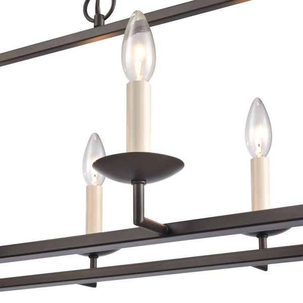 Atlas Joanie 34'' Wide 6-Light Linear Chandelier - Elegant Lantern-Style Design for Dining and Kitchens Old Bronze CL11018-BZ