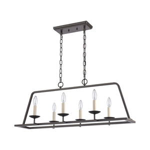 Atlas Joanie 34'' Wide 6-Light Linear Chandelier - Elegant Lantern-Style Design for Dining and Kitchens Old Bronze CL11018-BZ