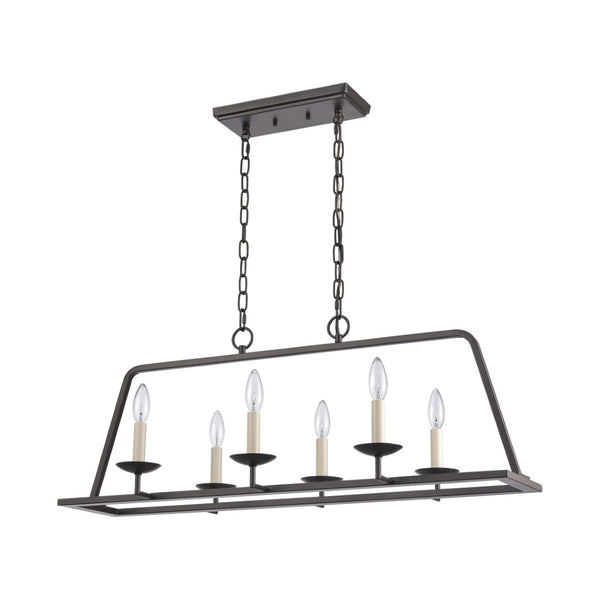 Atlas Joanie 34'' Wide 6-Light Linear Chandelier - Elegant Lantern-Style Design for Dining and Kitchens Old Bronze CL11018-BZ