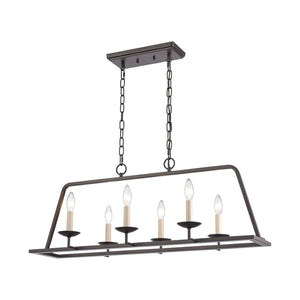 Atlas Joanie 34'' Wide 6-Light Linear Chandelier - Elegant Lantern-Style Design for Dining and Kitchens Old Bronze CL11018-BZ