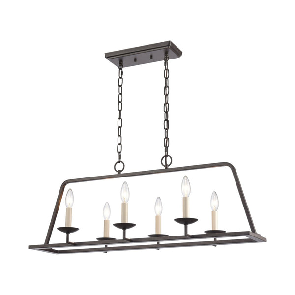 Atlas Joanie 34'' Wide 6-Light Linear Chandelier - Elegant Lantern-Style Design for Dining and Kitchens Old Bronze CL11018-BZ