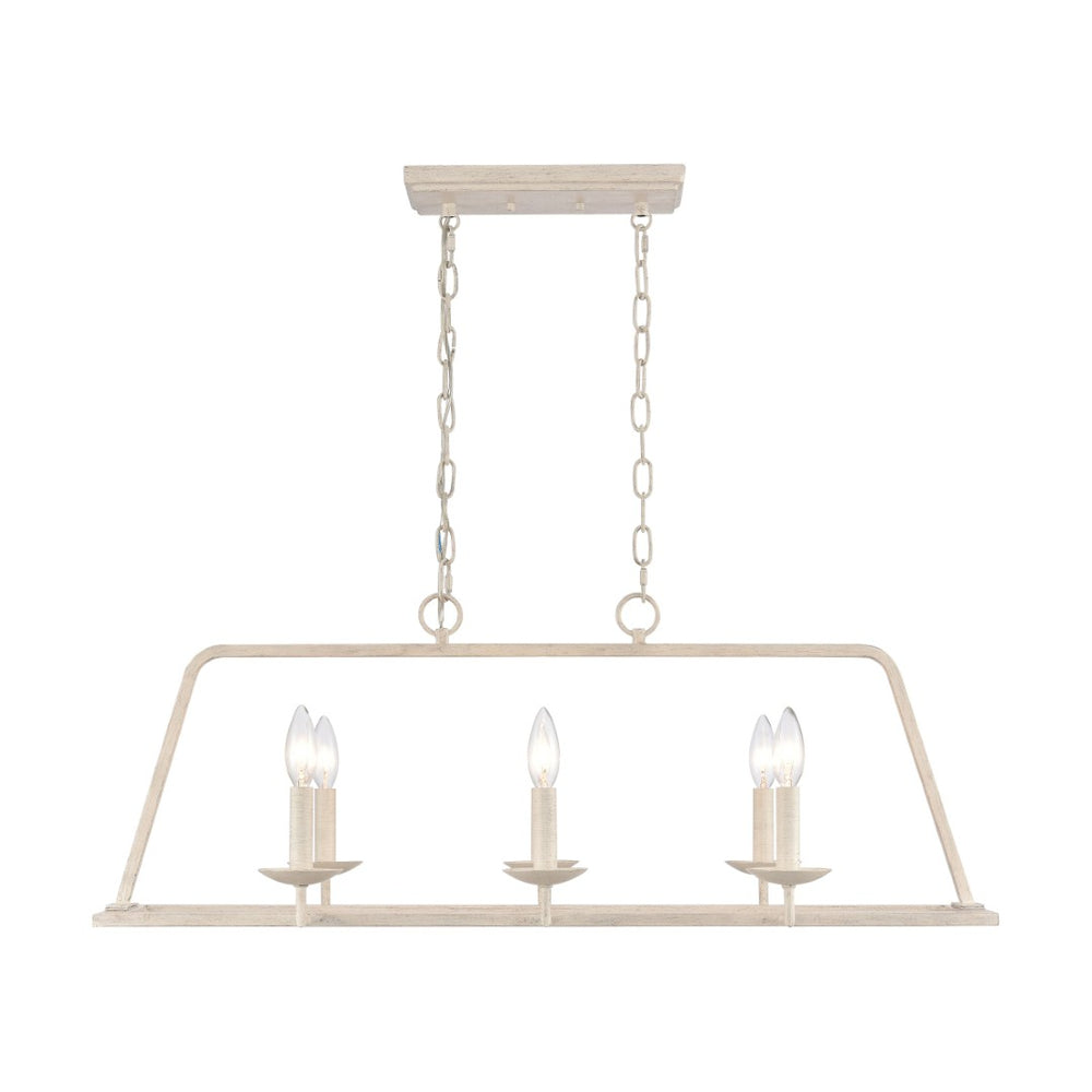 Atlas Joanie 34'' Wide 6-Light Linear Chandelier - Elegant Lantern-Style Design for Dining and Kitchens Antique White CL11018-WH