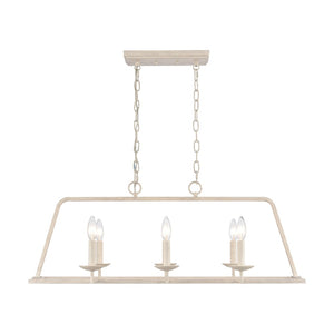 Atlas Joanie 34'' Wide 6-Light Linear Chandelier - Elegant Lantern-Style Design for Dining and Kitchens Antique White CL11018-WH